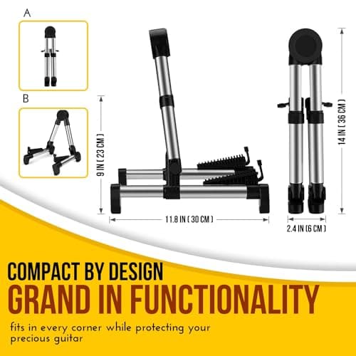 Portable Adjustable Guitar Stand for Acoustic, Electric, and Bass Guitars