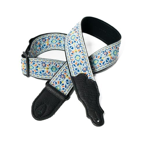 Retro Folk Guitar Strap, 2" Width — Light Blue