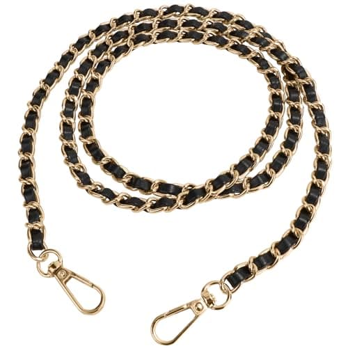 Black & Gold Metal Chain Strap for Purse, 47" Replacement (DIY Bag Accessory)