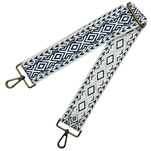 Yiaizhuo Boho Women's Wide Purse Strap Crossbody Canvas Bag Shoulder Guitar Straps Adjustable — 2"Diamond_BG/NV
