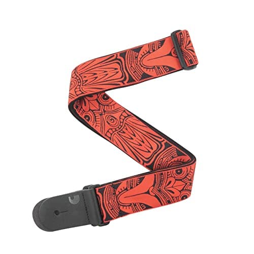 D'Addario Woven Guitar Strap - Black — Tiki Mask - Red