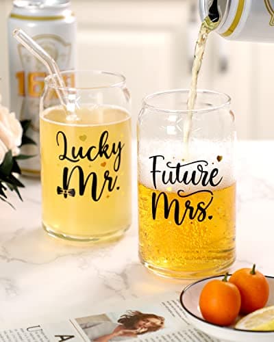 Engagement Gifts Coffee Cups Set of 2 for Bride and Groom