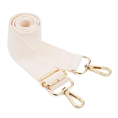 DEVPSISR Wide Shoulder Strap Replacement Adjustable Crossbody Canvas Bag — Creamy-white