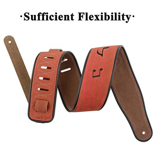 Brown Note Suede Leather Guitar Strap, 2.8 Inches Wide
