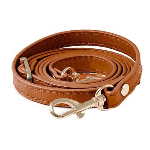 Leather Handbag Straps for Crossbody Replacement — Light Brown with gold buckle