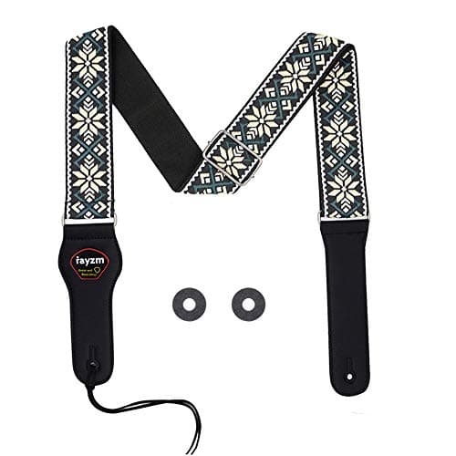 Embroidery Guitar Strap with Plectrum Pocket & Strap Blocks for Acoustic/Electric/Bass