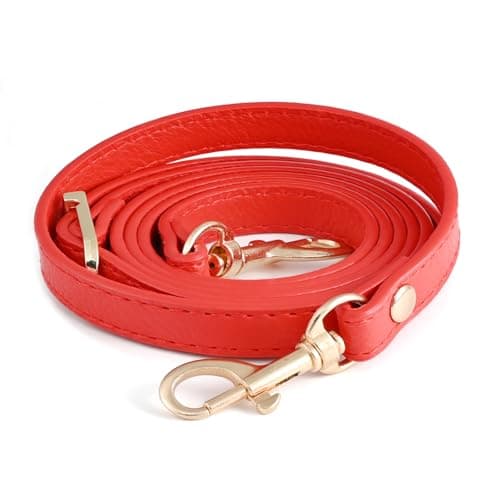 Leather Handbag Straps for Crossbody Replacement — Red with gold buckle