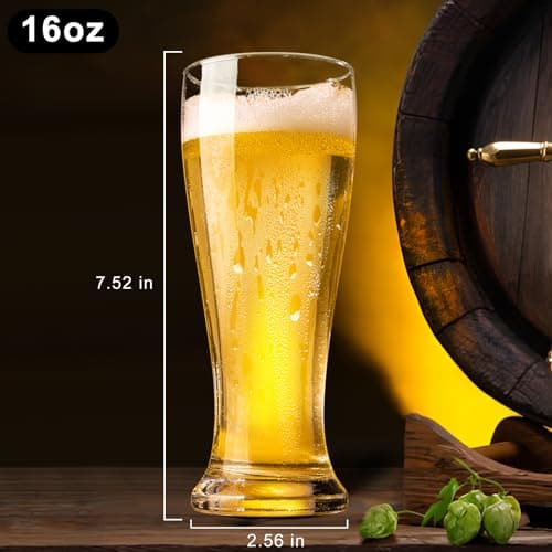 PARACITY 16 oz Beer Glasses Set of 2 – Perfect for Pilsner and Wheat, Ideal Gift for Men