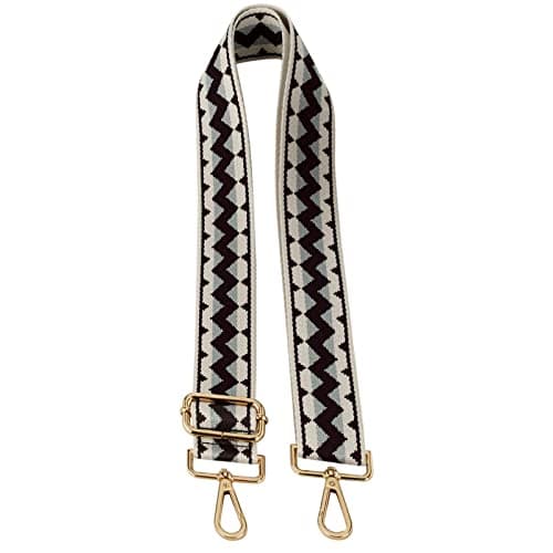 Women's Adjustable Jacquard Woven Purse Strap for Crossbody Bags — Wave Black