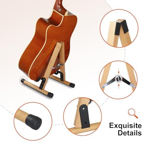 Adjustable Wooden Guitar Stand for Bass, Ukulele, Banjo, Mandolin