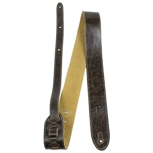 Perri’s Adjustable Vintage Brown Leather Guitar Strap for All Sizes
