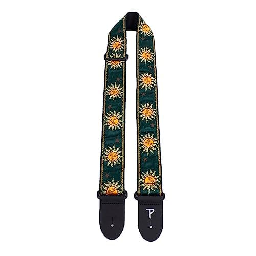 Perri's Emerald Green/Yellow Suns Jacquard Adjustable Guitar Strap 39-58"