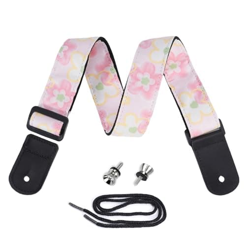 CloudMusic Pink Floral Ukulele Strap for Adults and Kids