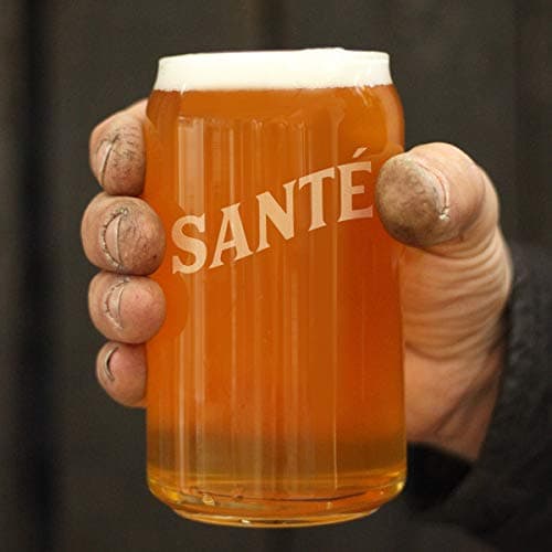 Sante French Cheers Beer Can Pint Glasses - Cute France Themed Party Decor for Men & Women