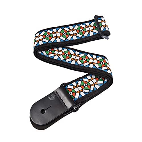 D'Addario Stars & Stripes Leather Guitar Strap — Stained Glass