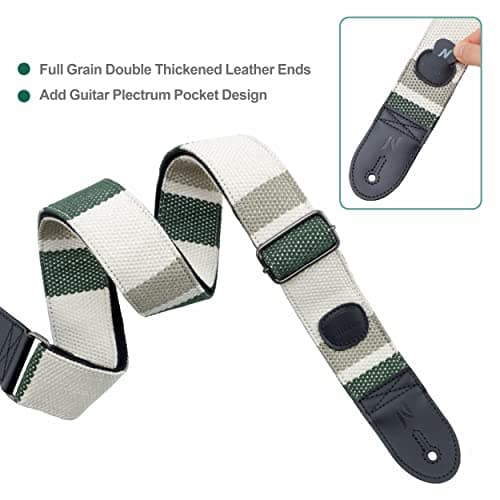 Thicker Woven Guitar Strap with Pick Pocket for Bass, Electric and Acoustic Guitars