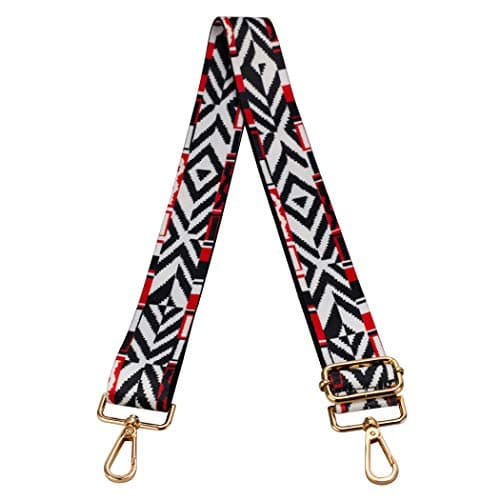 ZANQANO Adjustable Crossbody Strap for Purse and Guitar Multicolor Handbag Straps — Geometry White
