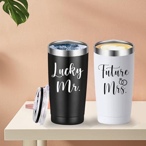 Future Mrs Travel Mug Tumbler for Newly Engaged Couples (20oz Black&White)