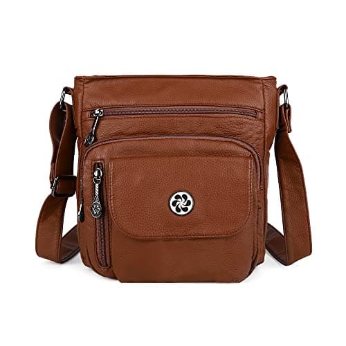 Angel Kiss Vegan Leather Crossbody Bag for Women Adjustible Strap — #6brown