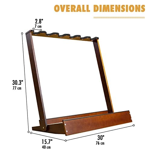 Multiple Guitar Holder Wooden Stand, 6-Holder Folding Rack for Acoustic, Electric & Bass Guitars