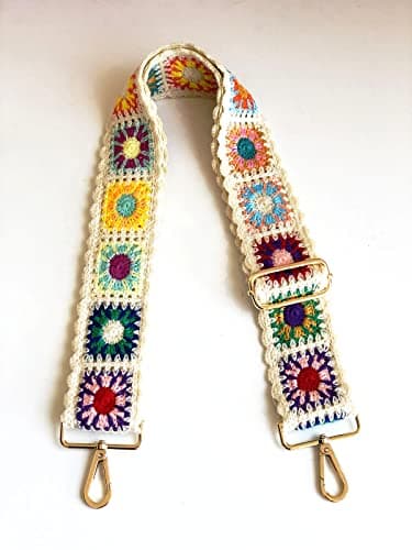 Crochet Flower Purse Straps for Women's Crossbody Handbags