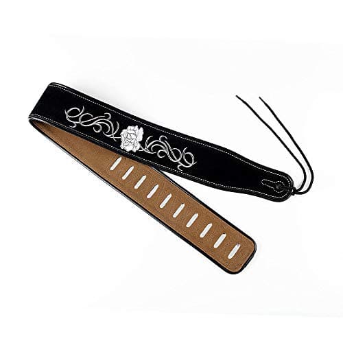 Deluxe Italian Leather Guitar Strap, Super Soft Suede, 2.5" Wide, Adjustable 43.5" to 56" — Y22