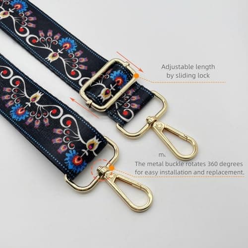 Adjustable Canvas Purse Strap with Gold Metal Buckle