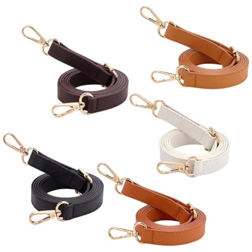 PandaHall 5 Color Cross Body Purse Strap, Adjustable Leather Handles with Platinum Buckles — 5 Colors