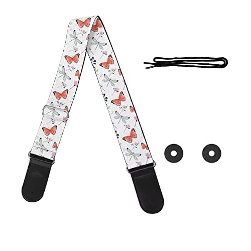 GLENLCWE Colorful Sea Turtle Guitar Strap for Acoustic, Electric & Bass — Pink Butterfly