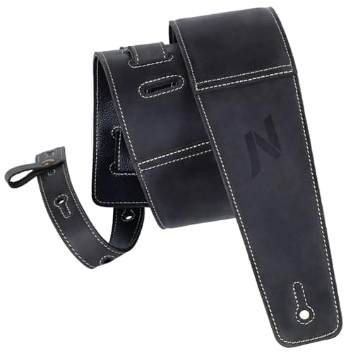 Nefelibata Aged Black 3" Guitar Strap with Foam Padding and Cable Loops