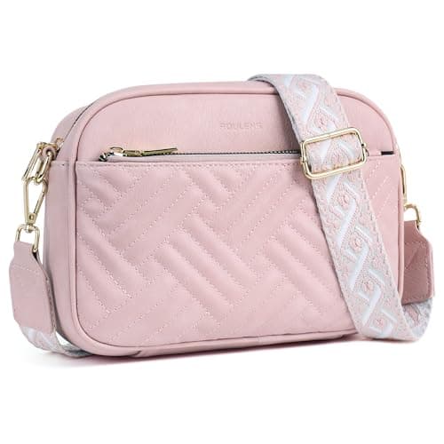 Trendy Quilted Crossbody Bags for Women with Card Slots — Pink