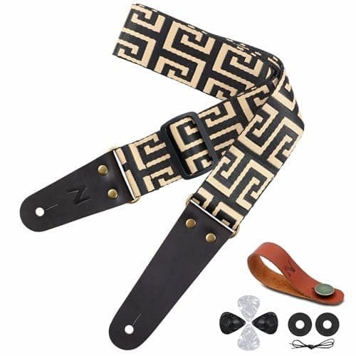 Guitar Strap with Flower Embroidery for Bass, Electric & Acoustic Guitars — W#-labyrinth