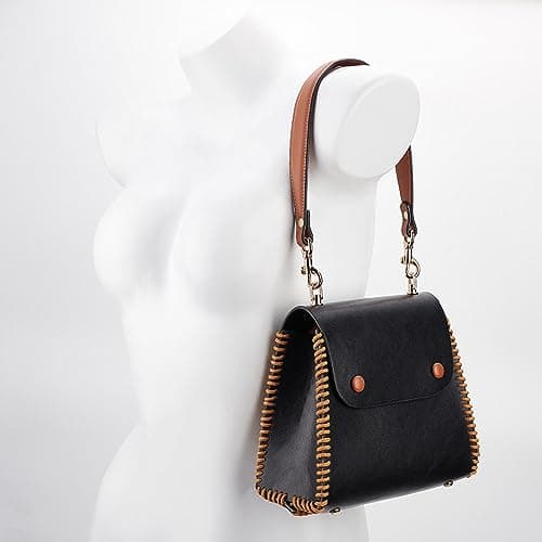 PandaHall Genuine Leather 20 Inch 1 Inch Wide Brown Purse Strap with Golden Buckles