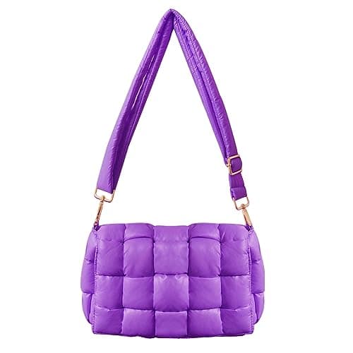 NAARIIAN Quilted Woven Puffer Hobo Bag for Women — Purple