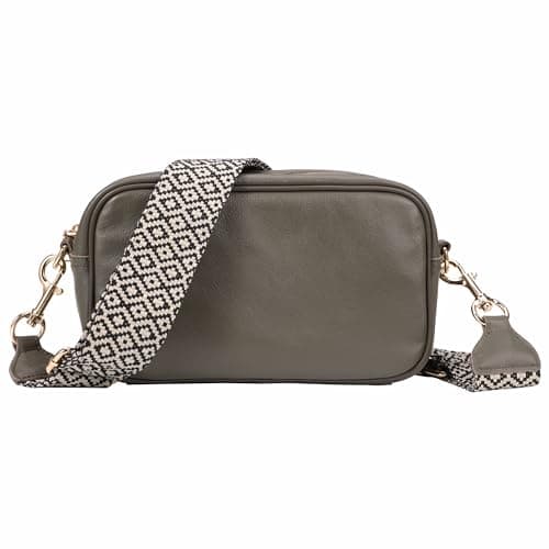 Nefelibata Women's Small Crossbody Bag - Full Grain Leather with Jacquard Embroidery Strap