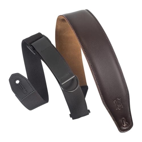 Levy's MRHGS-BLK Black Leather Guitar Strap — Dark Brown