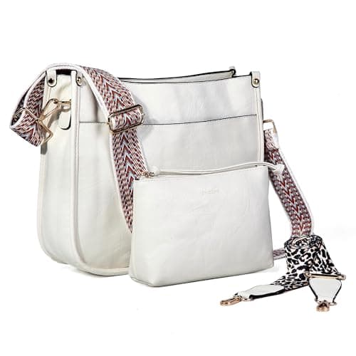 Erideno Vegan Leather Crossbody Bag for Women — A-white