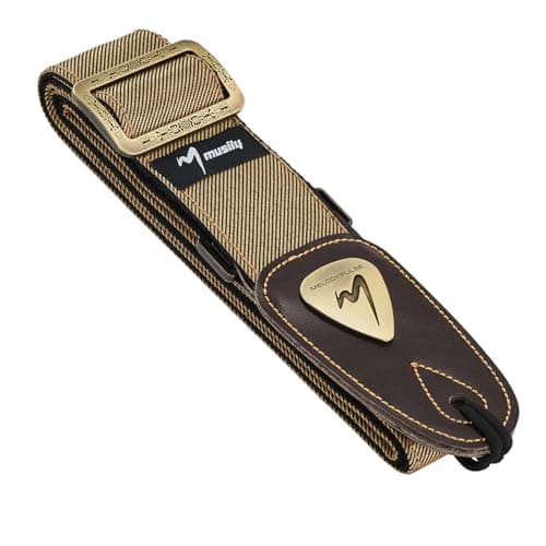 Unrivaled Comfort Guitar Strap - Premium Denim & Cotton for Bass, Acoustic & Electric Guitars (Khaki)