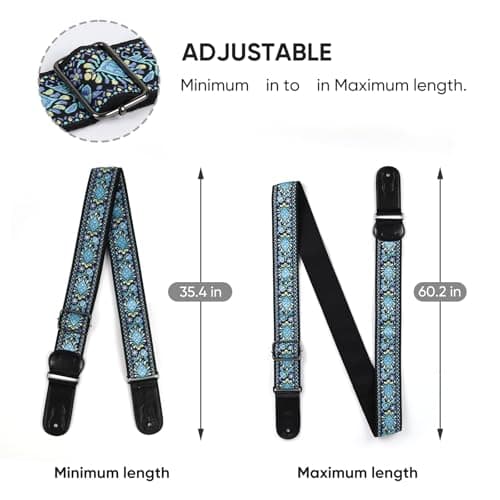 Adiya Jacquard Embroidery Weave Cotton Guitar Strap for Acoustic/Electric/Bass Guitar
| Adiya Adjustable Length Jacquard Embroidery Weave Cotton Guitar Strap 35.4"-60.2"
| Adiya 2" Jacquard Embroidery Weave Cotton Acoustic/Electric/Bass Guitar Strap