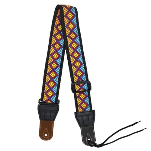 Vintage Woven Guitar Strap with Genuine Leather Ends
