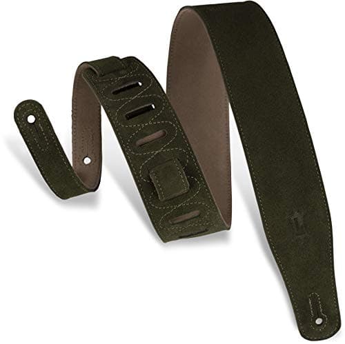 Levy's Simply Suede Series Black Guitar Strap MS26-BLK — Green