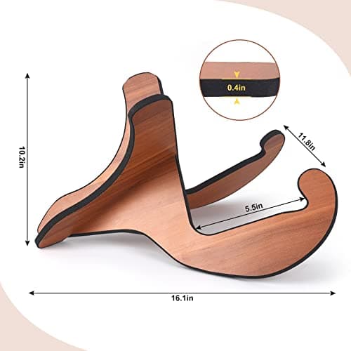 Brown Universal Wooden Floor Guitar Stand with Rubber Edges