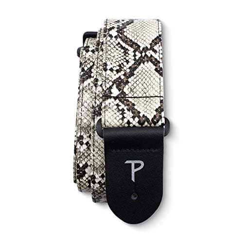Perri’s Faux Snake Skin Guitar Straps - Jacquard Patterned, Adjustable 40" to 60", Black — Beige
