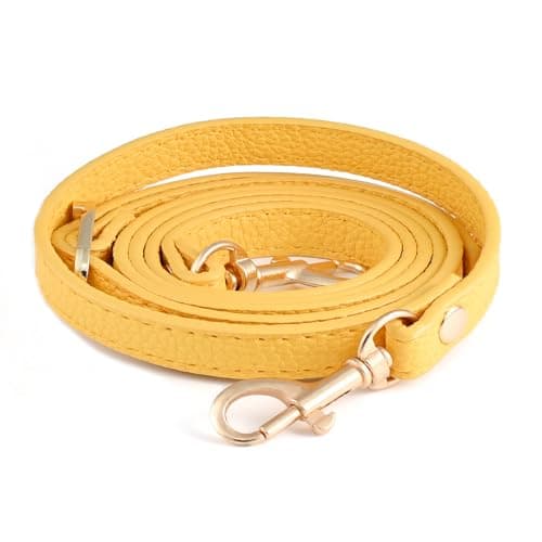 Leather Handbag Straps for Crossbody Replacement — Yellow With Gold Buckle