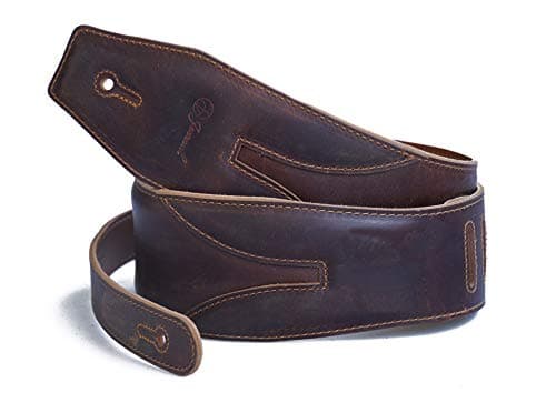 Vintage Leather Guitar Straps, 3.0 Inches Wide for Electric, Acoustic, and Bass Guitars — Heavy-ⅰ|red Brown|width:3.0"