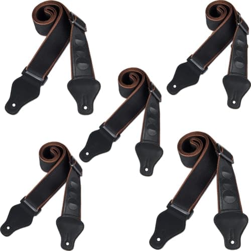 WOGOD Acoustic Electric & Bass Guitar Strap with 3 Picks Holder Ends — Coal Black