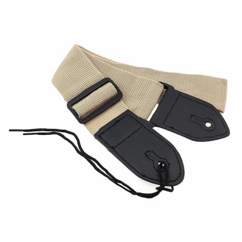Black & Khaki 80-138cm Adjustable Guitar Strap, PP & Polyester, Buckle Style