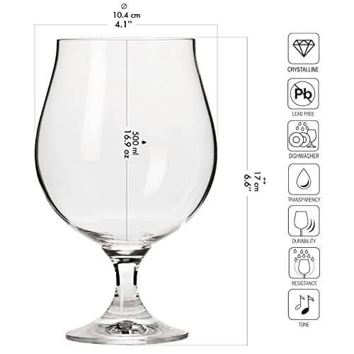Krosno Beer Glass Set: 2x 14.2 oz, 4x 16.9 oz, Craft Pilsner Ale IPA