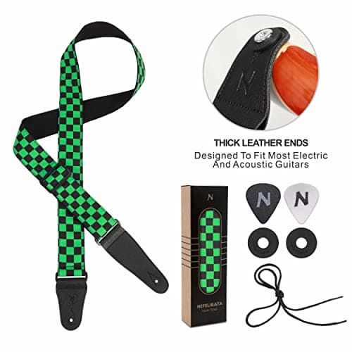 Custom Nefelibata Guitar Strap for Kids, Men & Women (Green)