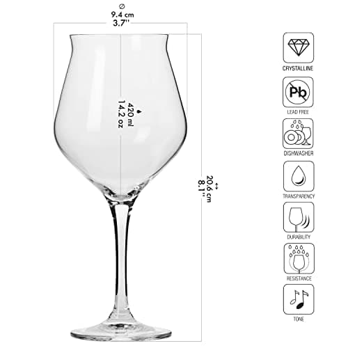 Krosno Beer Glass Set: 2x 14.2 oz, 4x 16.9 oz, Craft Pilsner Ale IPA